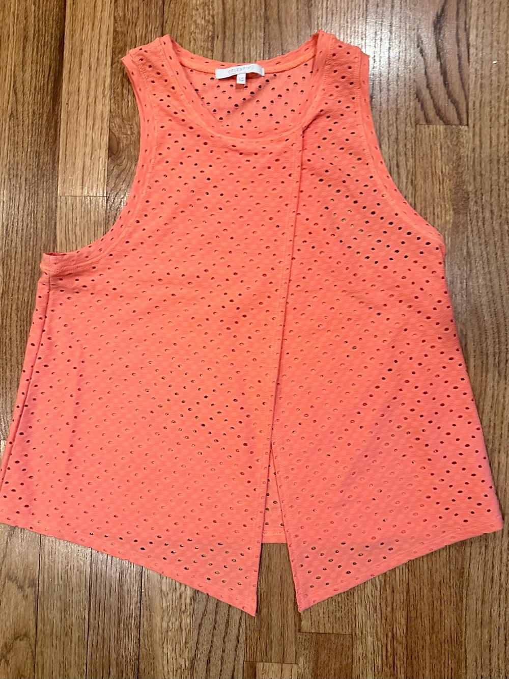 Sleeveless Coral Eyelet Tank Top by Celestine